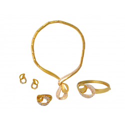 Dakkak Fashion 18K Gold Plated Necklace Set With Crystal Stones, DK018